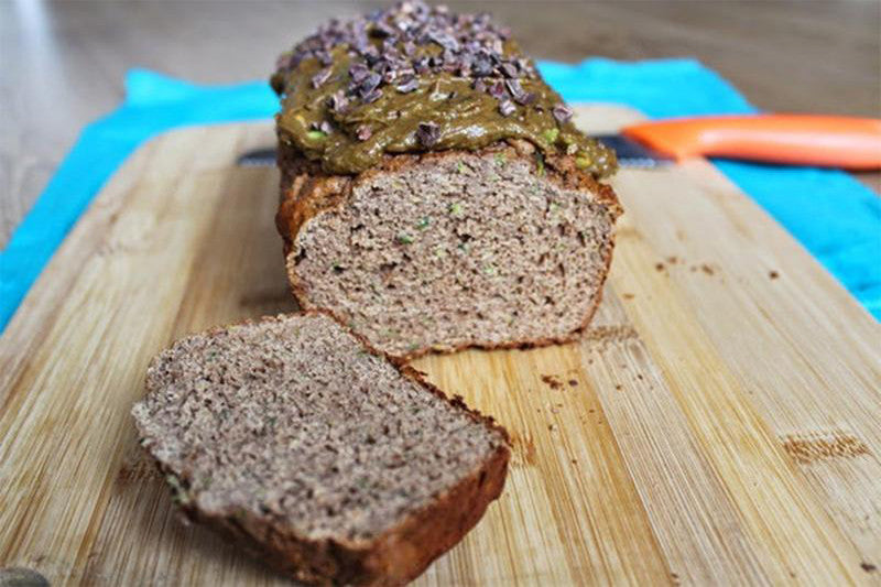 Chocolate & Courgette Protein Loaf with Caramel Frosting